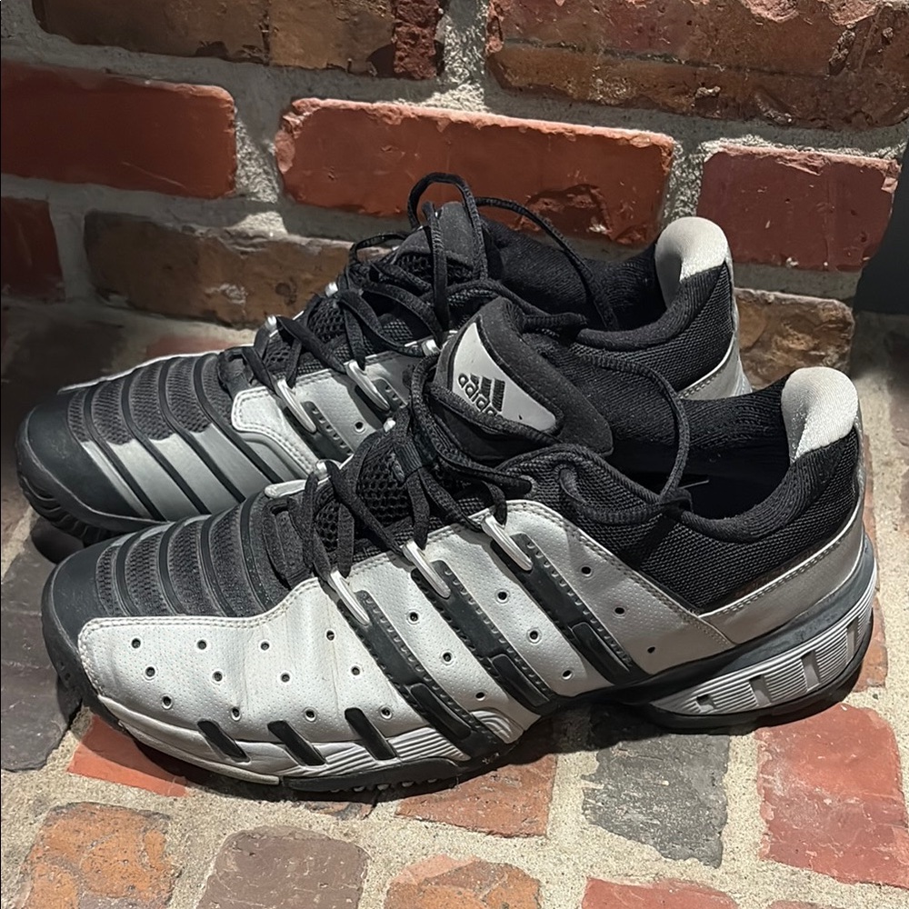 Adidas Black and Silver Athletic Shoes